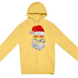 Cool Santa Claus Face With Sunglasses & Hat Beard Christmas Premium Pullover Hoodie