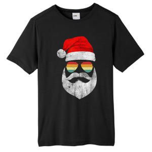 Cool Santa Claus Face With Sunglasses & Hat Beard Christmas Tall Fusion ChromaSoft Performance T-Shirt