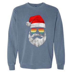 Cool Santa Claus Face With Sunglasses & Hat Beard Christmas Garment-Dyed Sweatshirt