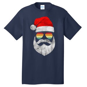 Cool Santa Claus Face With Sunglasses & Hat Beard Christmas Tall T-Shirt