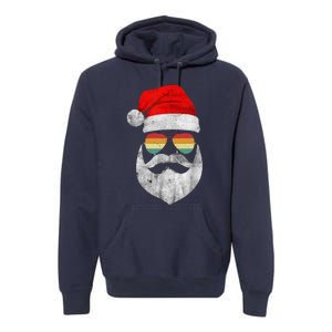 Cool Santa Claus Face With Sunglasses & Hat Beard Christmas Premium Hoodie