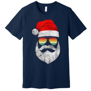 Cool Santa Claus Face With Sunglasses & Hat Beard Christmas Premium T-Shirt