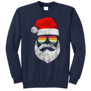 Cool Santa Claus Face With Sunglasses & Hat Beard Christmas Tall Sweatshirt