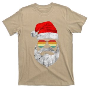 Cool Santa Claus Face With Sunglasses & Hat Beard Christmas T-Shirt