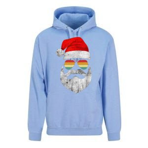 Cool Santa Claus Face With Sunglasses & Hat Beard Christmas Unisex Surf Hoodie