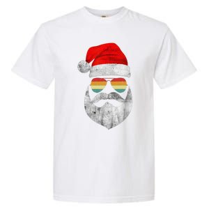 Cool Santa Claus Face With Sunglasses & Hat Beard Christmas Garment-Dyed Heavyweight T-Shirt