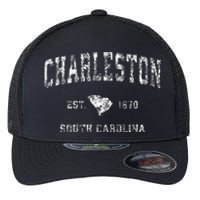 Charleston South Carolina Sc Vintage Athletic Sports Design Flexfit Unipanel Trucker Cap