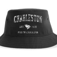 Charleston South Carolina Sc Vintage Athletic Sports Design Sustainable Bucket Hat