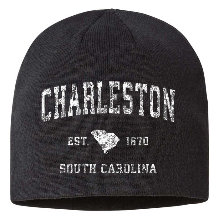 Charleston South Carolina Sc Vintage Athletic Sports Design Sustainable Beanie