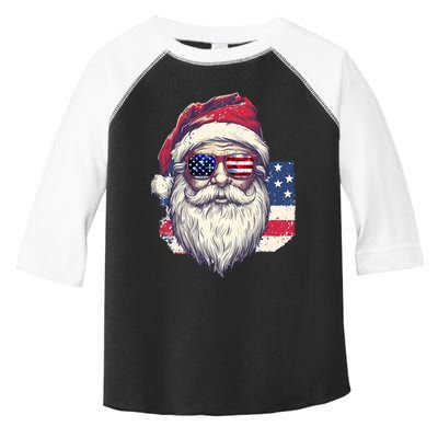 Christmas Santa Claus Patriotic Usa Sunglasses In July Toddler Fine Jersey T-Shirt