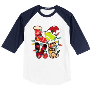 Christmas Santa Claus Tennis Game Tennis Racket Humor Quote Baseball Sleeve Shirt