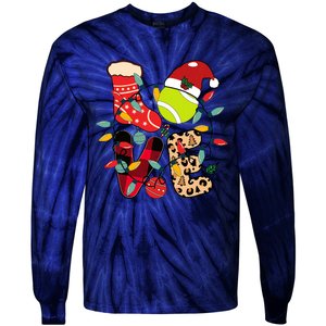 Christmas Santa Claus Tennis Game Tennis Racket Humor Quote Tie-Dye Long Sleeve Shirt