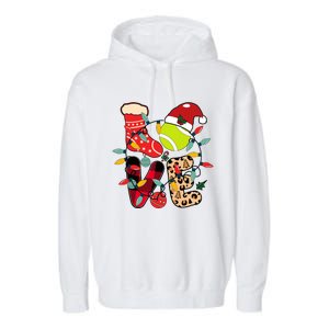 Christmas Santa Claus Tennis Game Tennis Racket Humor Quote Garment-Dyed Fleece Hoodie