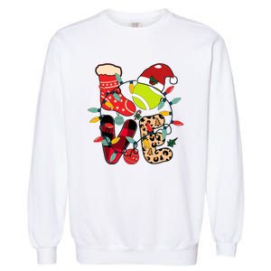 Christmas Santa Claus Tennis Game Tennis Racket Humor Quote Garment-Dyed Sweatshirt