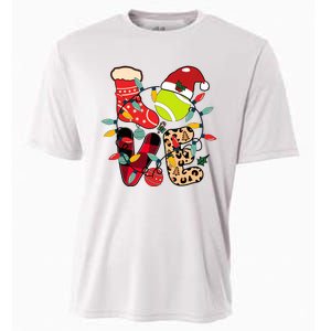 Christmas Santa Claus Tennis Game Tennis Racket Humor Quote Cooling Performance Crew T-Shirt