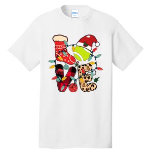 Christmas Santa Claus Tennis Game Tennis Racket Humor Quote Tall T-Shirt