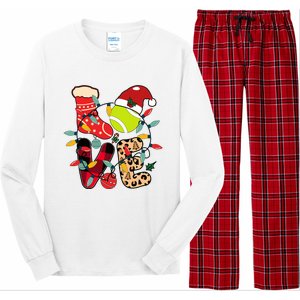 Christmas Santa Claus Tennis Game Tennis Racket Humor Quote Long Sleeve Pajama Set