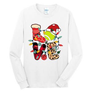 Christmas Santa Claus Tennis Game Tennis Racket Humor Quote Tall Long Sleeve T-Shirt