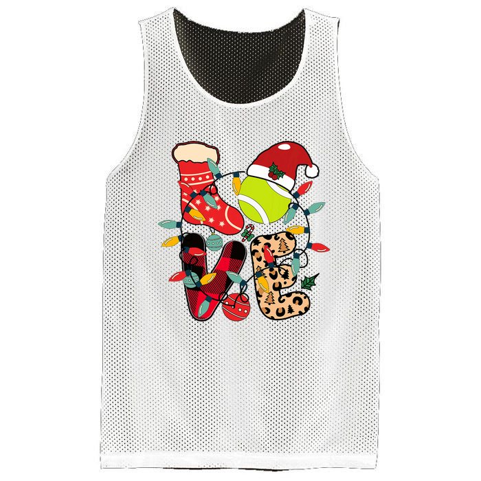 Christmas Santa Claus Tennis Game Tennis Racket Humor Quote Mesh Reversible Basketball Jersey Tank