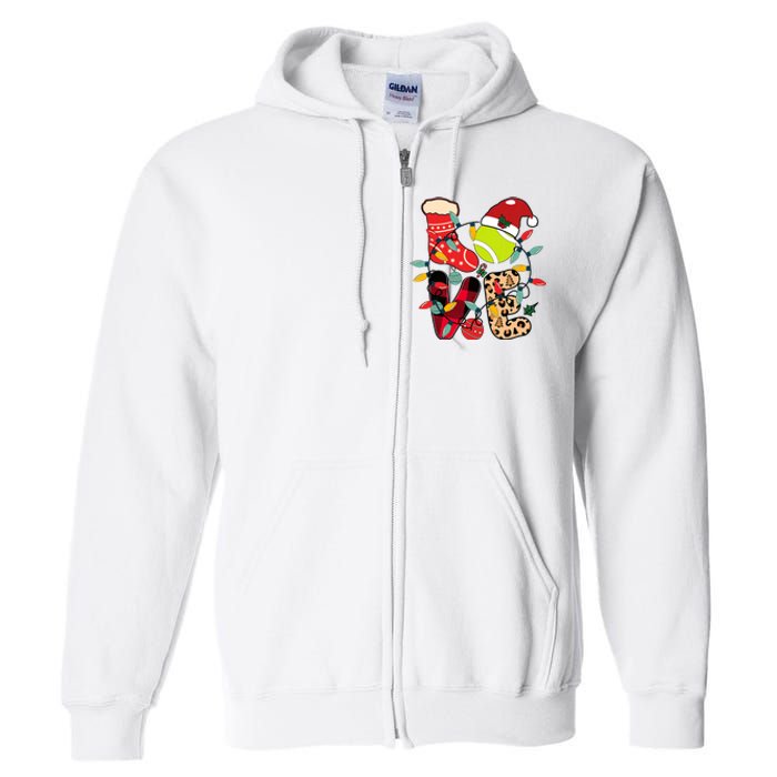 Christmas Santa Claus Tennis Game Tennis Racket Humor Quote Full Zip Hoodie