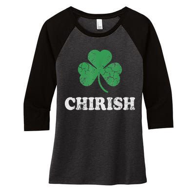 Chirish Shamrock Chicago Irish St Patricks Day Women's Tri-Blend 3/4-Sleeve Raglan Shirt