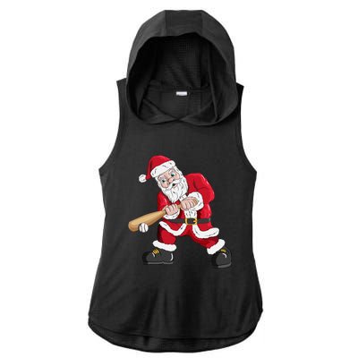 Christmas Santa Claus With Baseball Bat Baseball Ladies PosiCharge Tri-Blend Wicking Draft Hoodie Tank