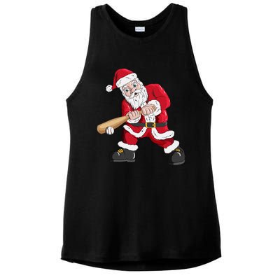 Christmas Santa Claus With Baseball Bat Baseball Ladies PosiCharge Tri-Blend Wicking Tank