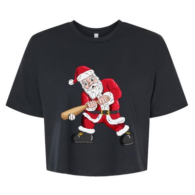 Christmas Santa Claus With Baseball Bat Baseball Bella+Canvas Jersey Crop Tee