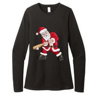 Christmas Santa Claus With Baseball Bat Baseball Womens CVC Long Sleeve Shirt