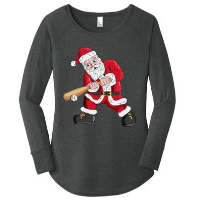 Christmas Santa Claus With Baseball Bat Baseball Women's Perfect Tri Tunic Long Sleeve Shirt