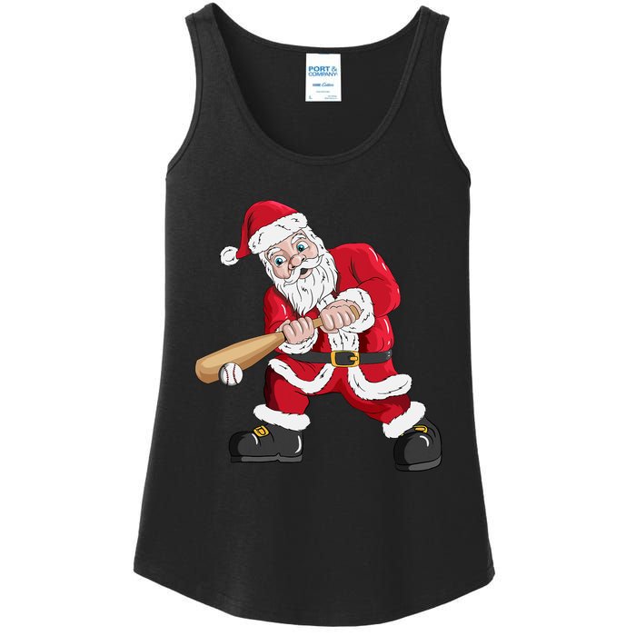 Christmas Santa Claus With Baseball Bat Baseball Ladies Essential Tank