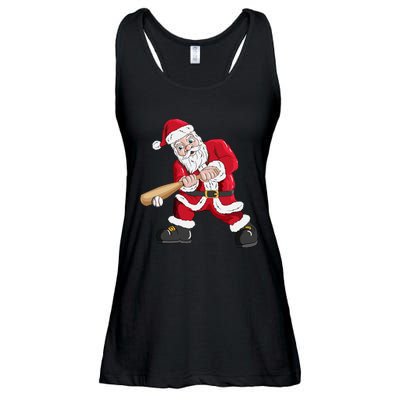 Christmas Santa Claus With Baseball Bat Baseball Ladies Essential Flowy Tank