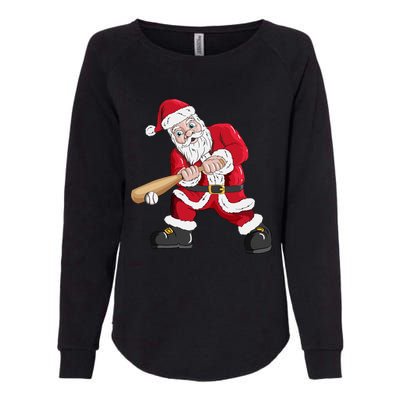 Christmas Santa Claus With Baseball Bat Baseball Womens California Wash Sweatshirt