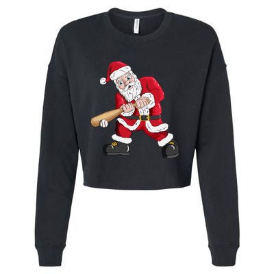 Christmas Santa Claus With Baseball Bat Baseball Cropped Pullover Crew