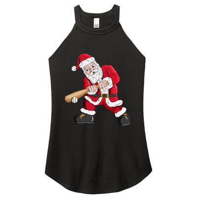 Christmas Santa Claus With Baseball Bat Baseball Women's Perfect Tri Rocker Tank