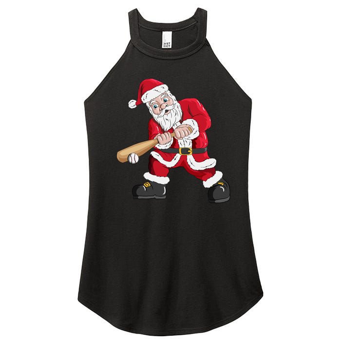 Christmas Santa Claus With Baseball Bat Baseball Women's Perfect Tri Rocker Tank