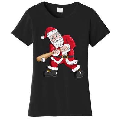 Christmas Santa Claus With Baseball Bat Baseball Women's T-Shirt