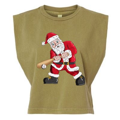 Christmas Santa Claus With Baseball Bat Baseball Garment-Dyed Women's Muscle Tee