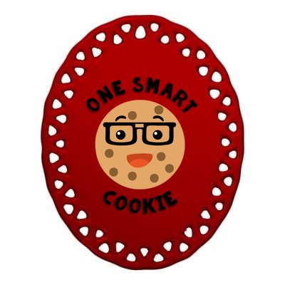 Cute Smart Cookie Wearing Glasses Design Gift Ceramic Oval Ornament