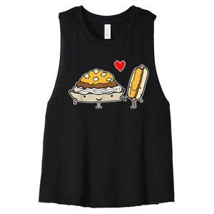 Cincinnati Style Chili 3 Way And Cheese Coney Women's Racerback Cropped Tank