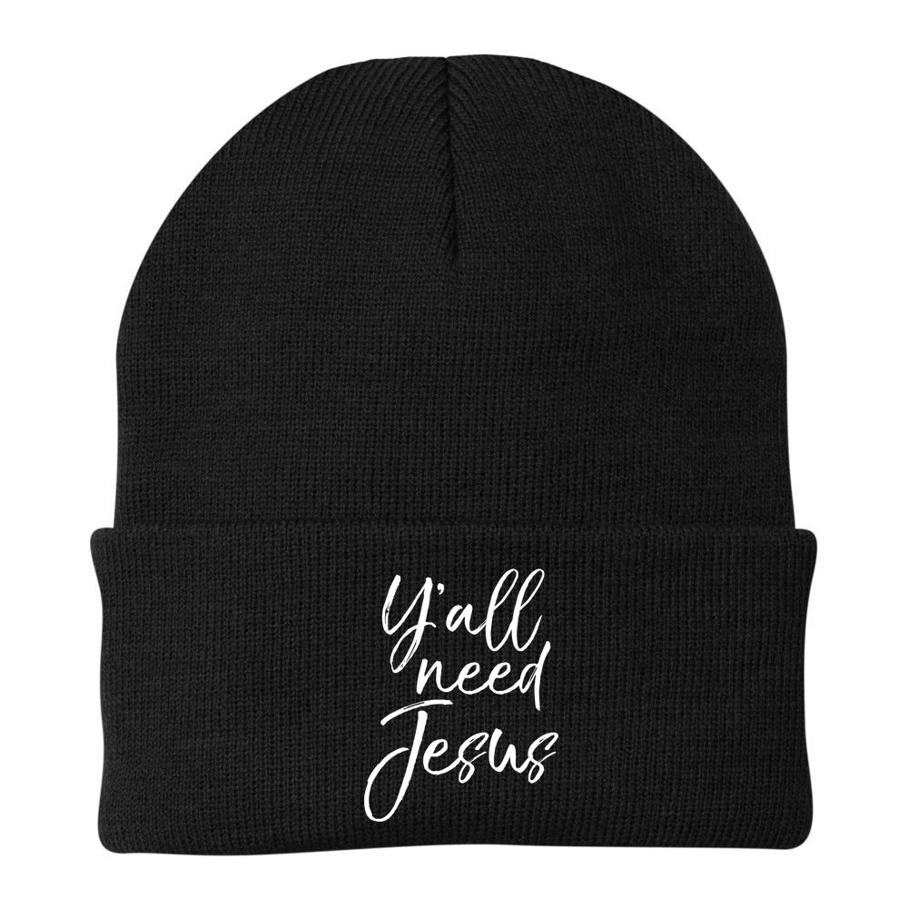 Cute Southern Christian Saying Funny Quote Y'all Need Jesus Gift Beanie