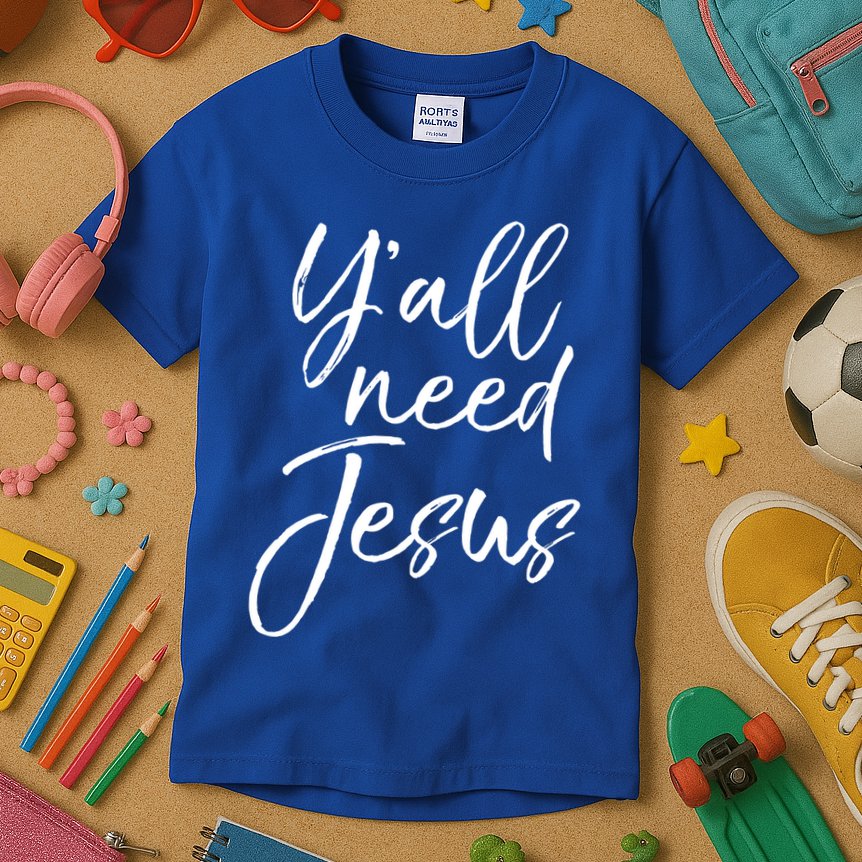 Cute Southern Christian Saying Funny Quote Y'all Need Jesus Gift Kids T-Shirt