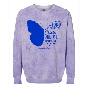 Cute Spanish Christian Bible Verse Religious Butterfly Gift Colorblast Crewneck Sweatshirt