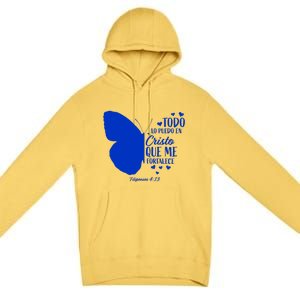 Cute Spanish Christian Bible Verse Religious Butterfly Gift Premium Pullover Hoodie