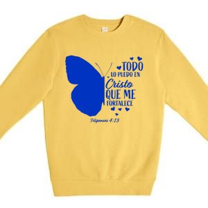 Cute Spanish Christian Bible Verse Religious Butterfly Gift Premium Crewneck Sweatshirt