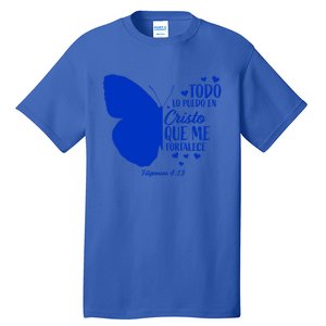 Cute Spanish Christian Bible Verse Religious Butterfly Gift Tall T-Shirt