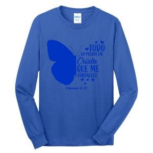 Cute Spanish Christian Bible Verse Religious Butterfly Gift Tall Long Sleeve T-Shirt