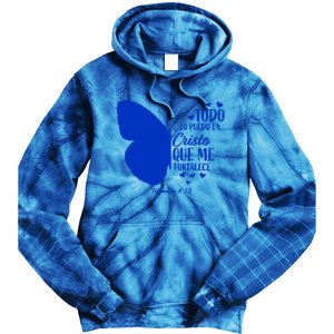 Cute Spanish Christian Bible Verse Religious Butterfly Gift Tie Dye Hoodie