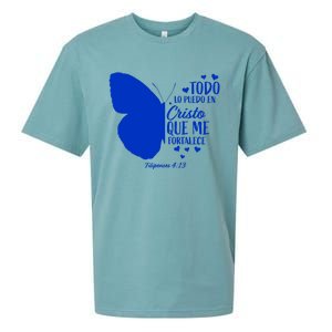 Cute Spanish Christian Bible Verse Religious Butterfly Gift Sueded Cloud Jersey T-Shirt