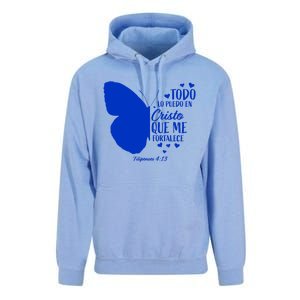 Cute Spanish Christian Bible Verse Religious Butterfly Gift Unisex Surf Hoodie